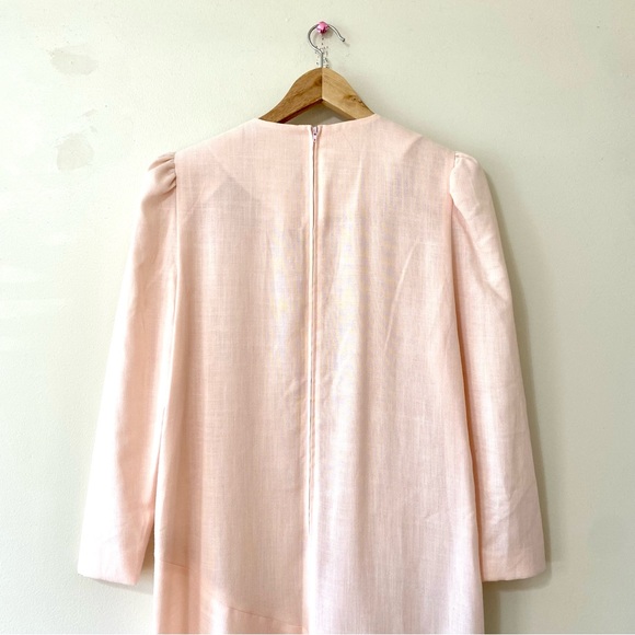 Vintage 80s Long Sleeve Maxi Dress Pink Gray Abstract Size 10 - Picture 7 of 8